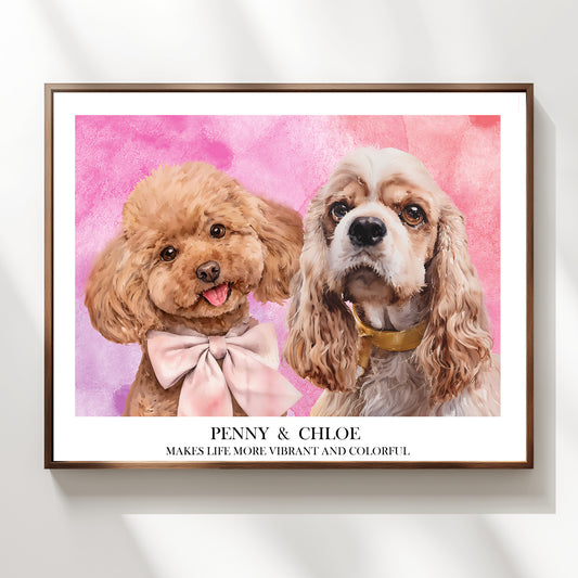 Multi-Pet Portrait - Fashion Muse Edition