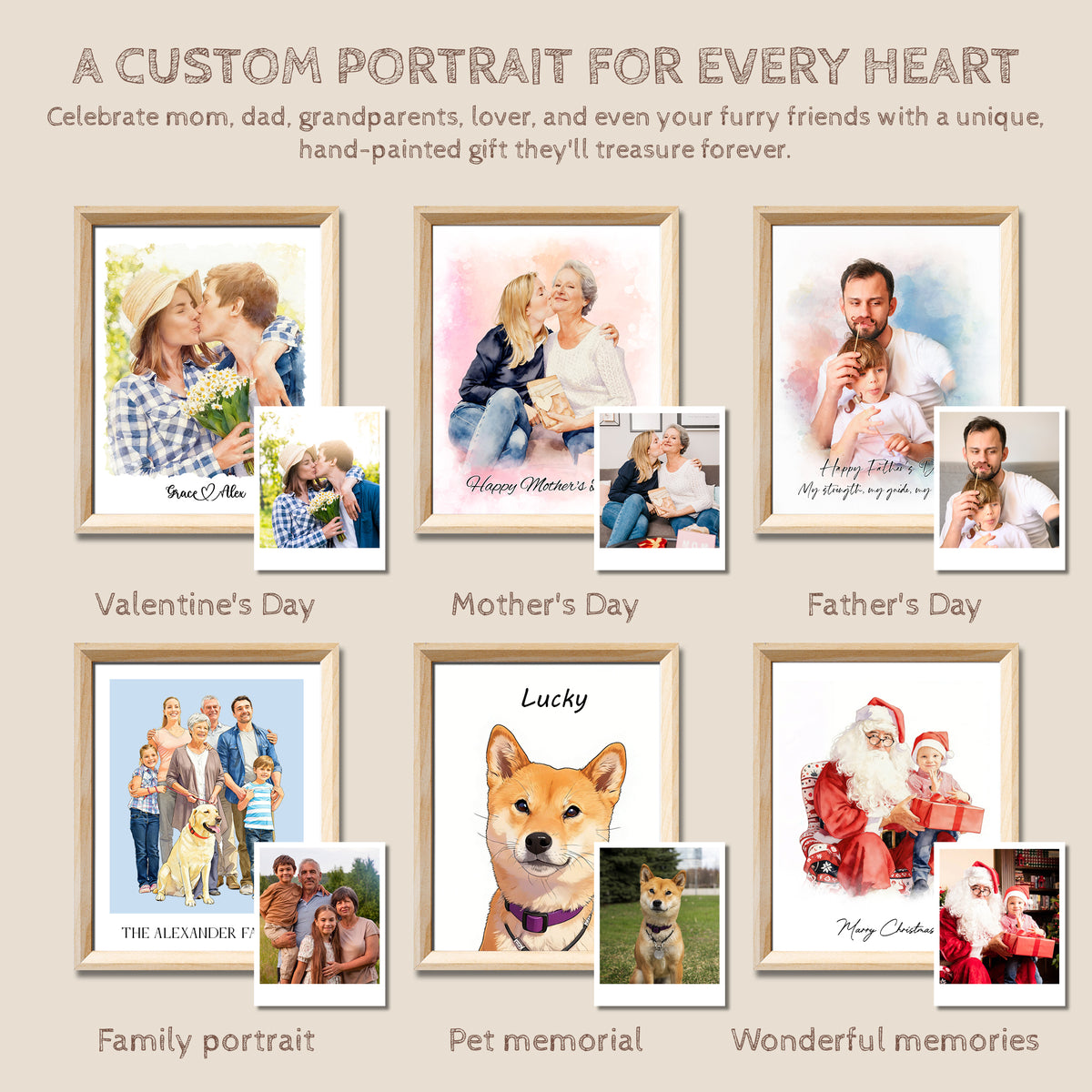 The Memory Portrait - Modern Linework Edition custom memory portrait artwork