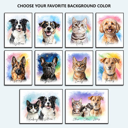 Multi-Pet Portrait - Rainbow Dreams Edition