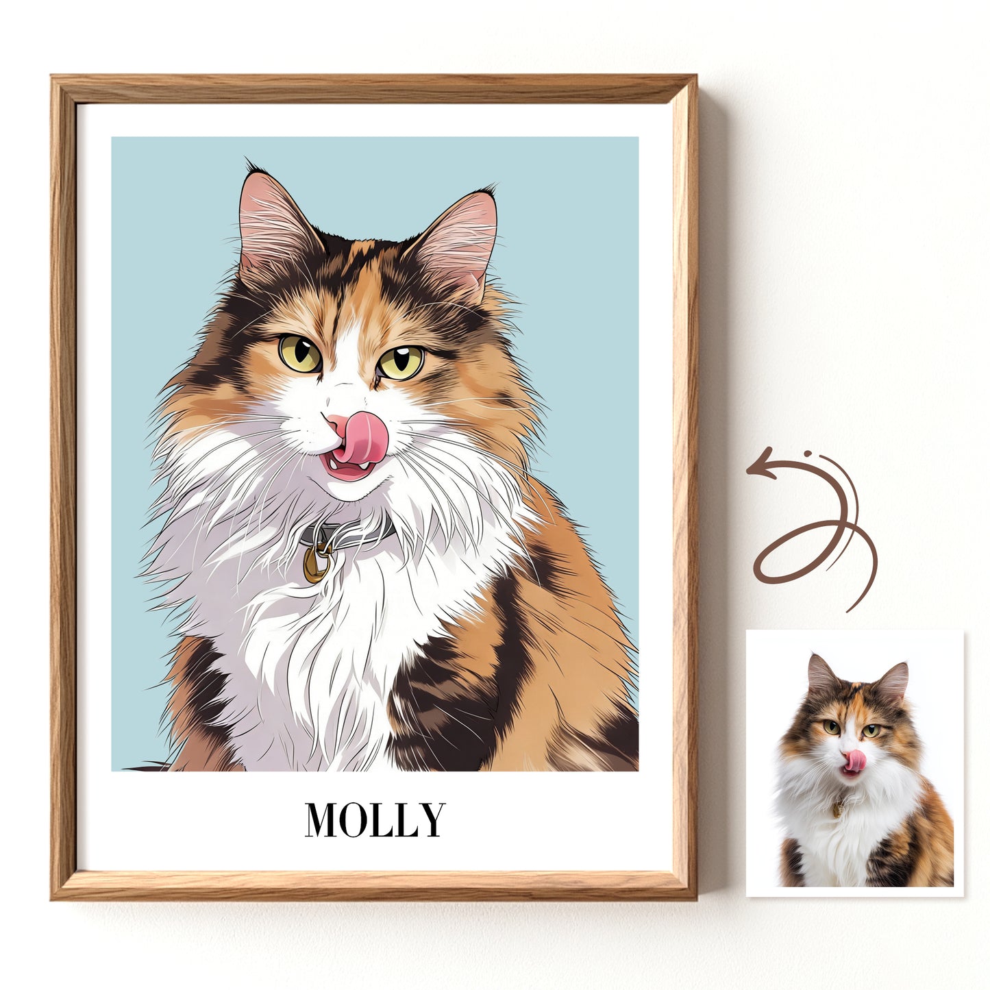 Custom pet portrait artwork preview by Gleamify