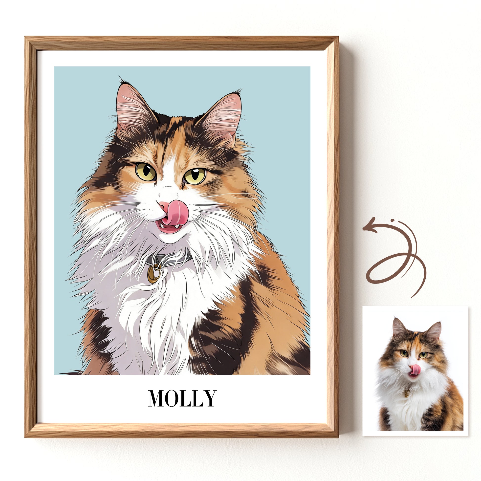 Custom pet portrait artwork preview by Gleamify