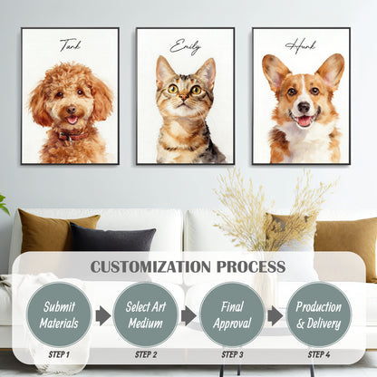 Custom pet portrait artwork preview by Gleamify