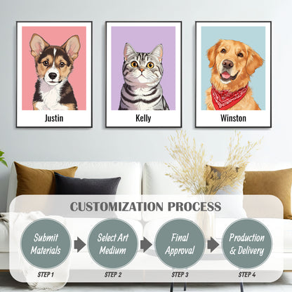 Custom pet portrait artwork preview by Gleamify