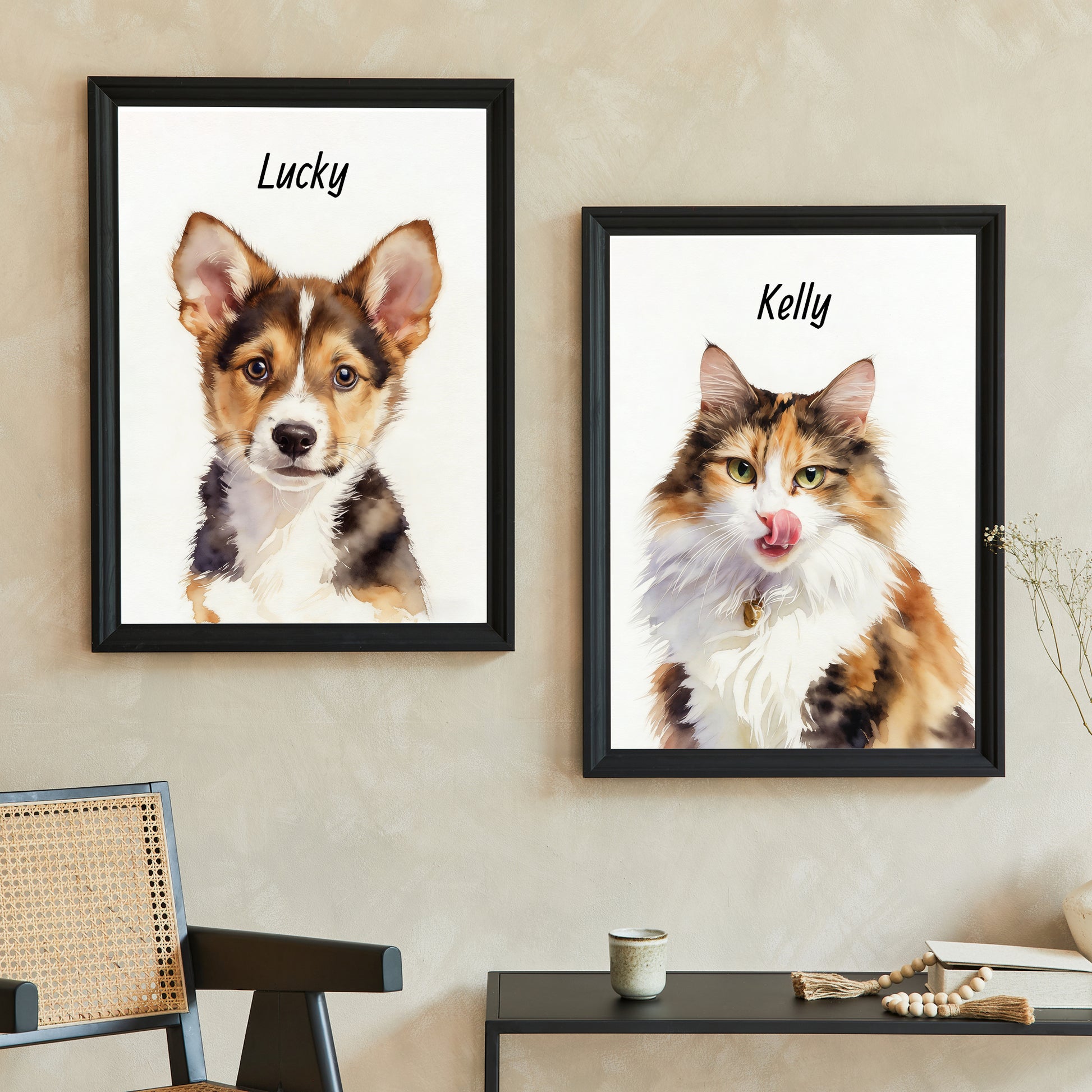 Custom pet portrait artwork preview by Gleamify