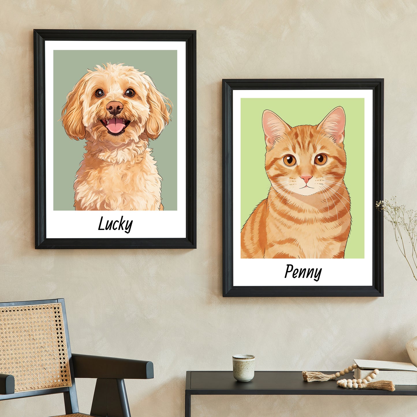 Custom pet portrait artwork preview by Gleamify