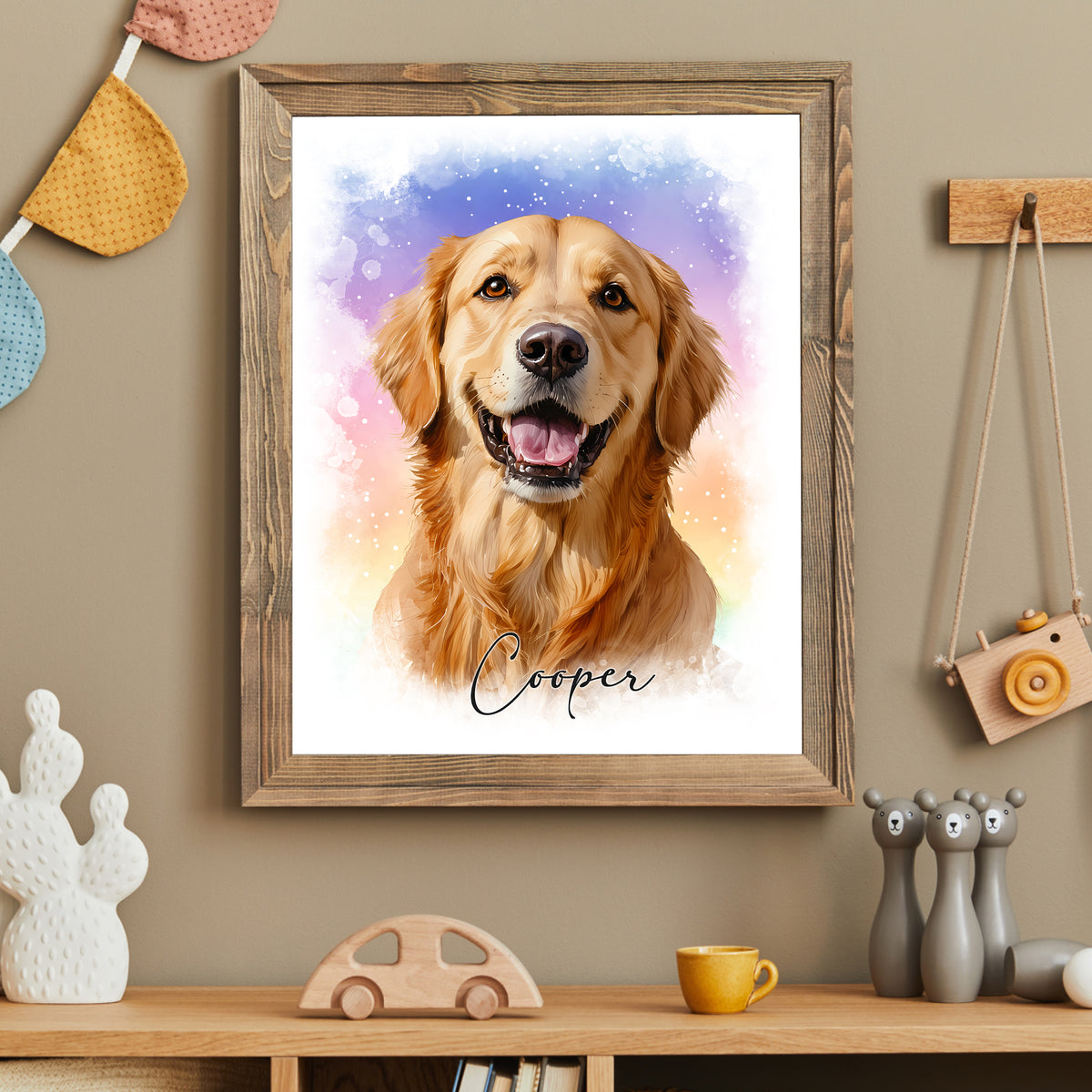 Custom pet portrait artwork preview by Gleamify
