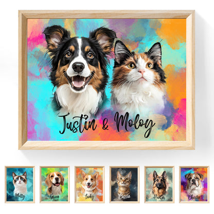 Multi-Pet Portrait - Painterly Oil Edition