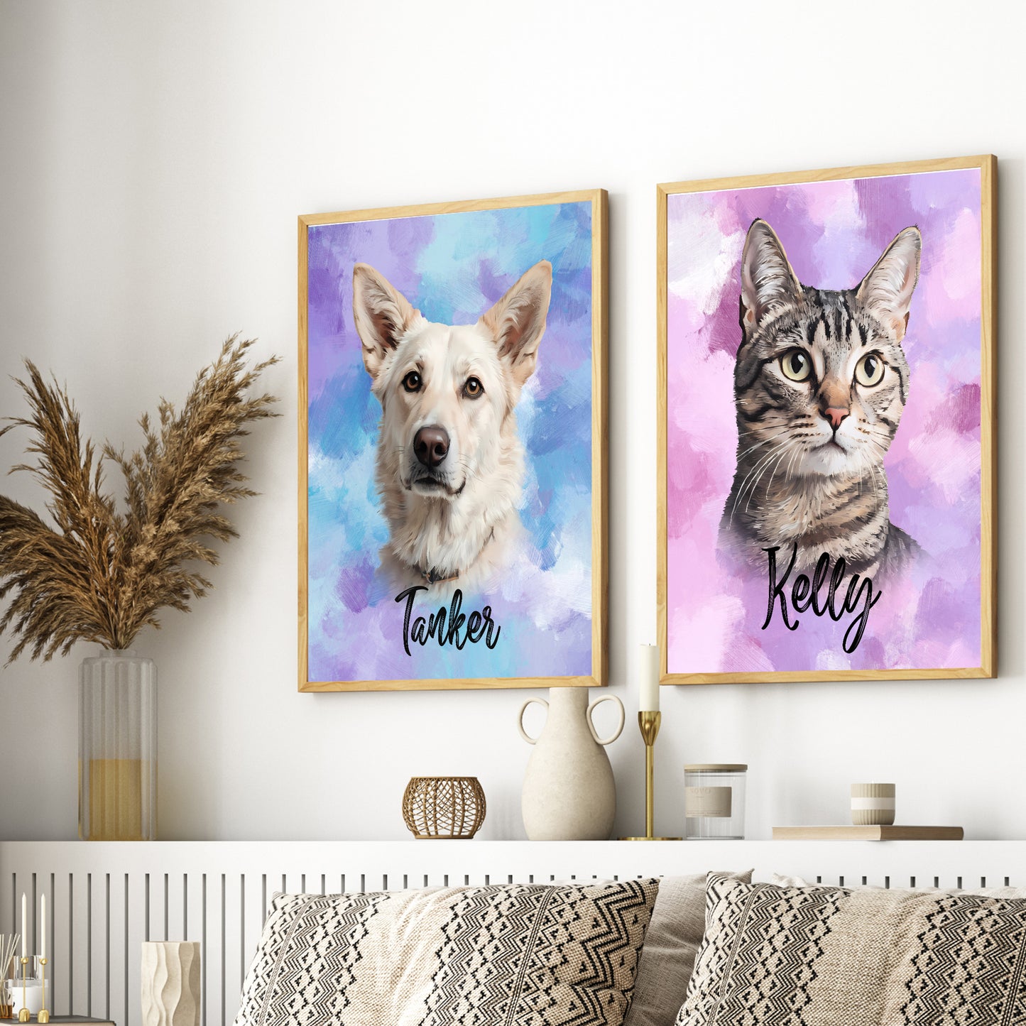 Multi-Pet Portrait - Painterly Oil Edition