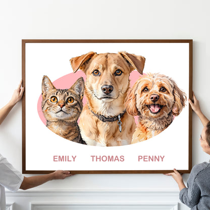 Multi-Pet Portrait - Halo Frame Edition
