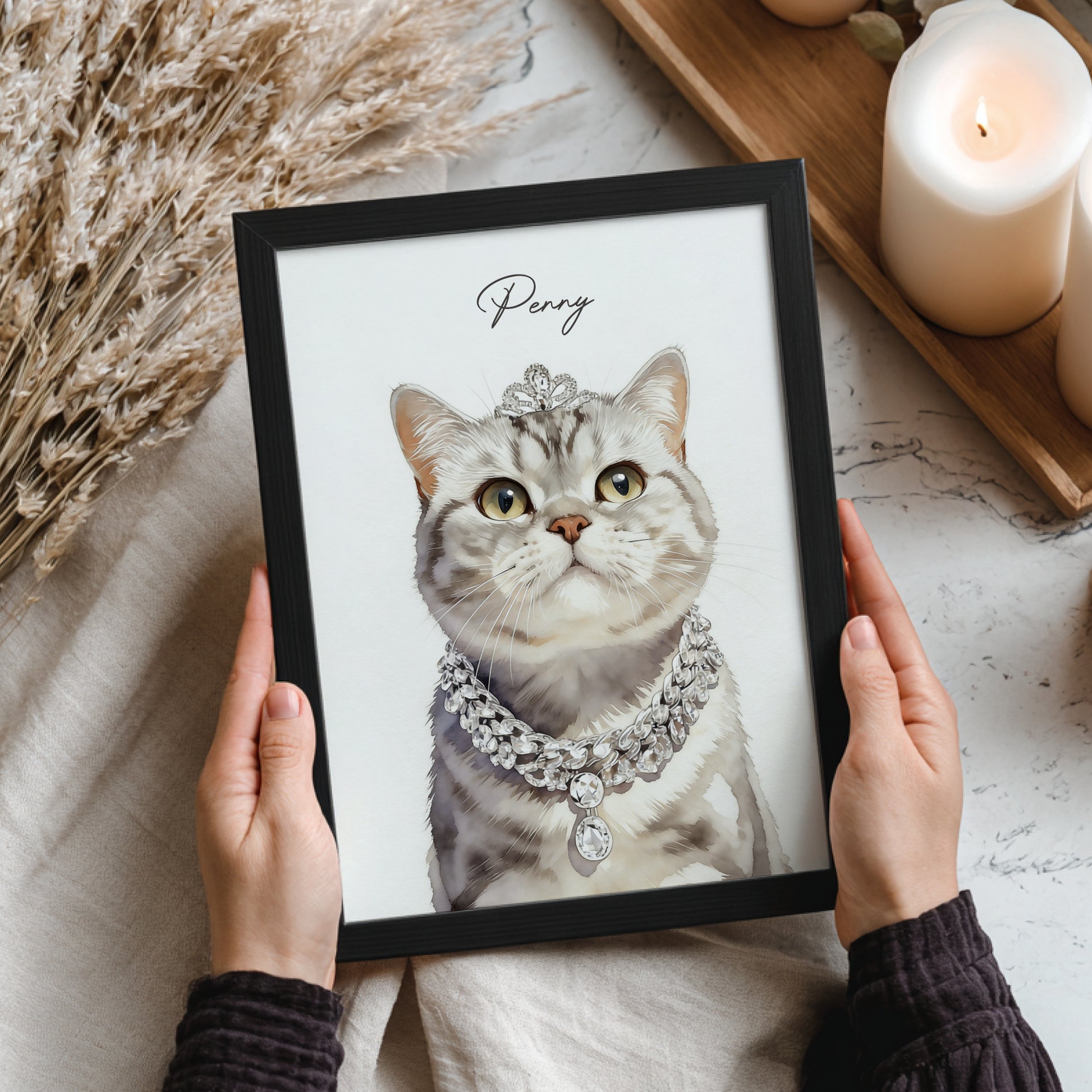 Custom pet portrait artwork preview by Gleamify