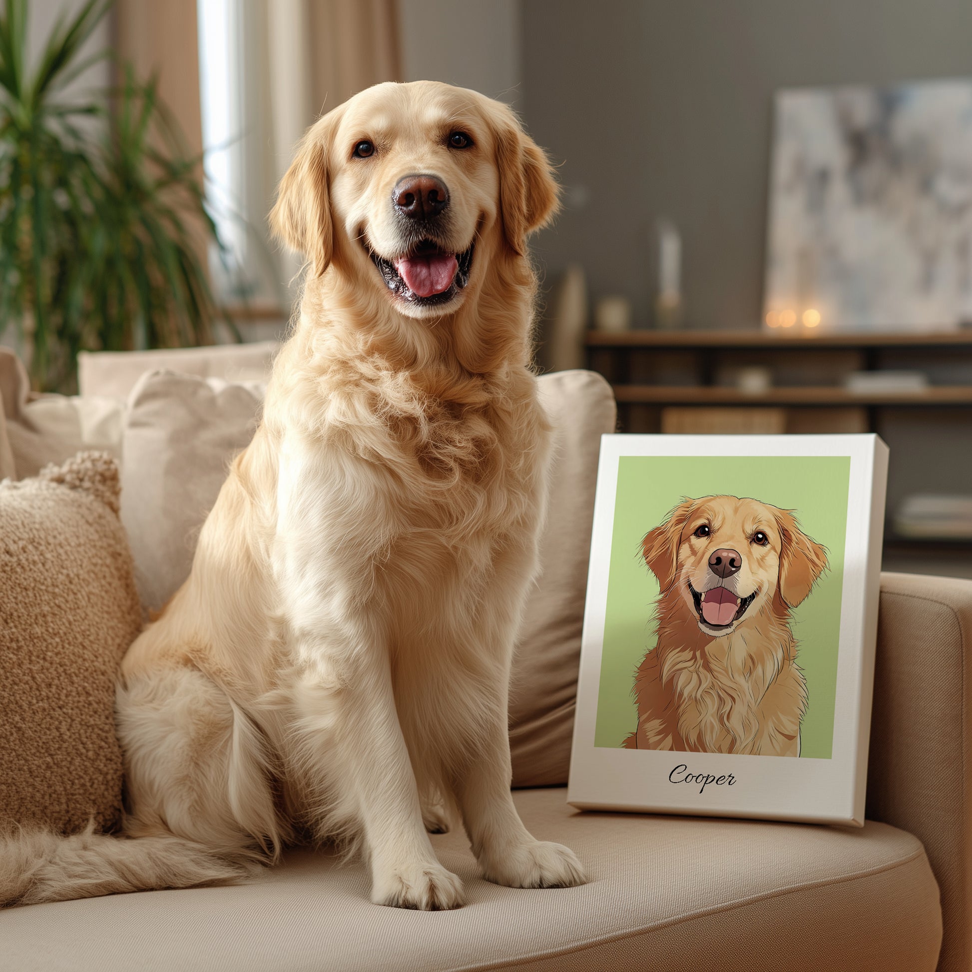 Custom pet portrait artwork preview by Gleamify