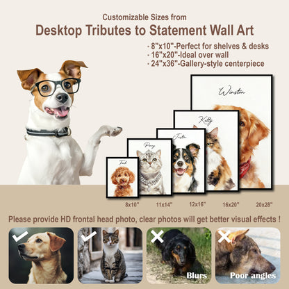 Custom pet portrait artwork preview by Gleamify