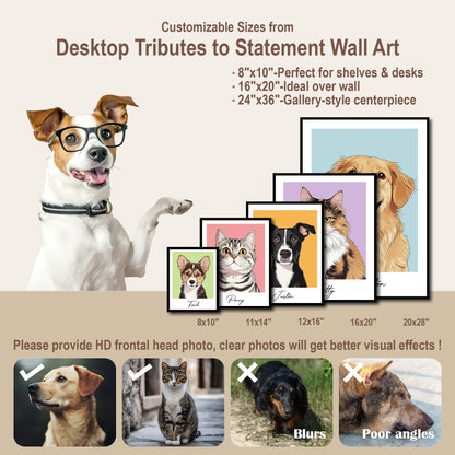 Custom pet portrait artwork preview by Gleamify