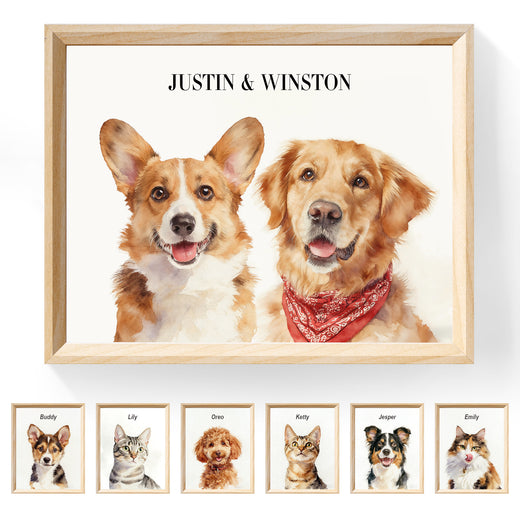 Multi-Pet Portrait - Soft White Edition