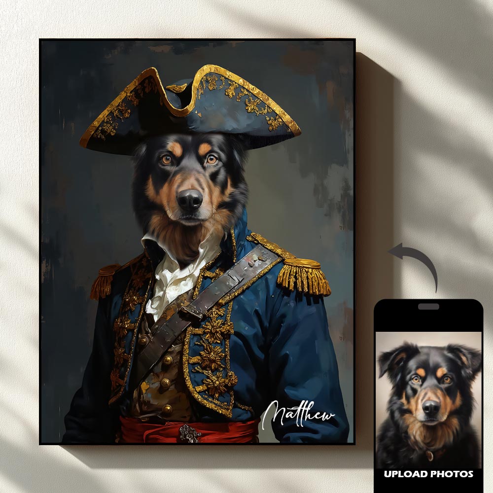 Adventurer royal pet portrait artwork preview by Gleamify