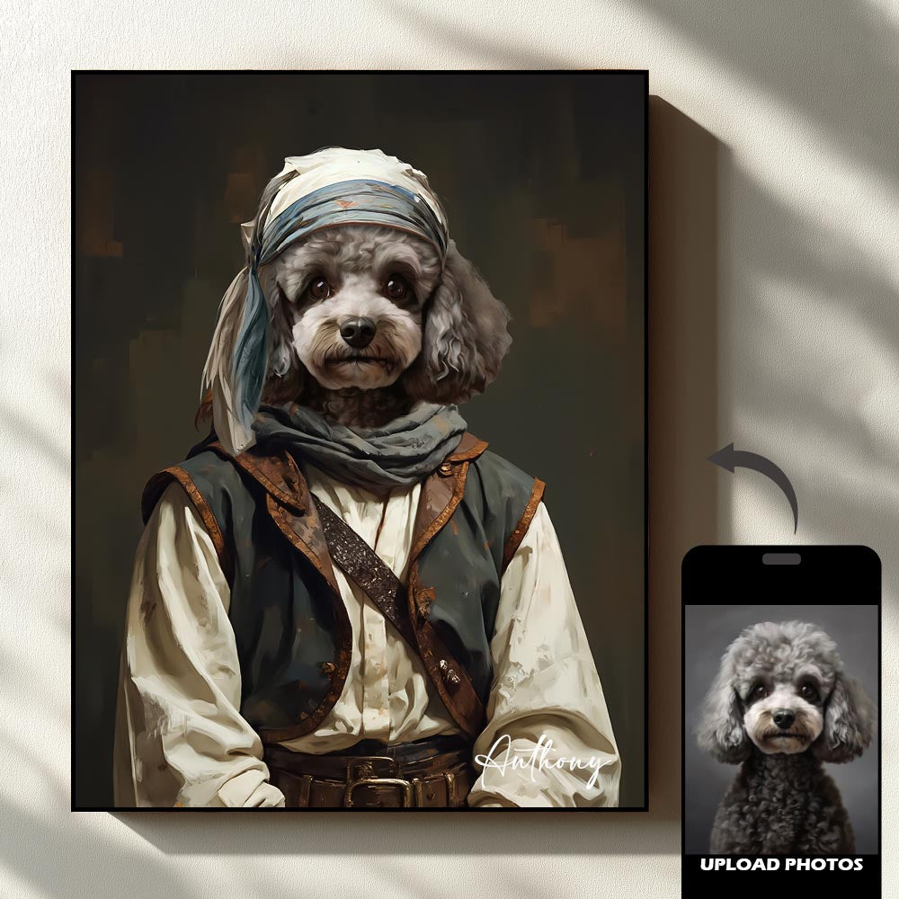 Adventurer royal pet portrait artwork preview by Gleamify