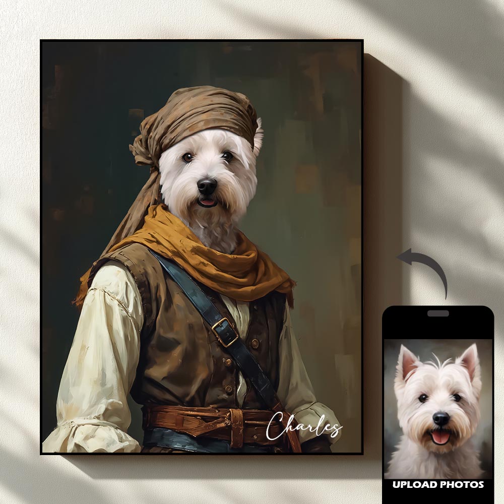 Adventurer royal pet portrait artwork preview by Gleamify