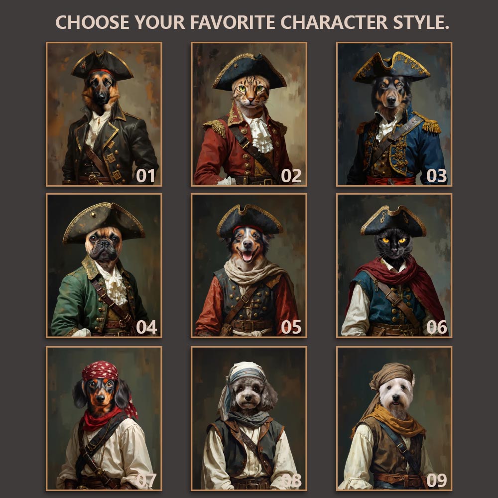 Adventurer royal pet portrait artwork preview by Gleamify