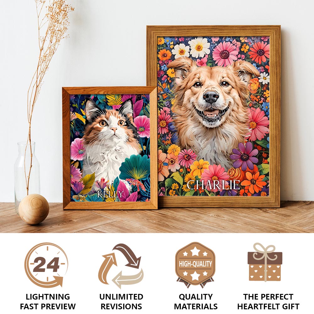 The Pet Portrait - Blooming Souls Edition custom pet portrait artwork