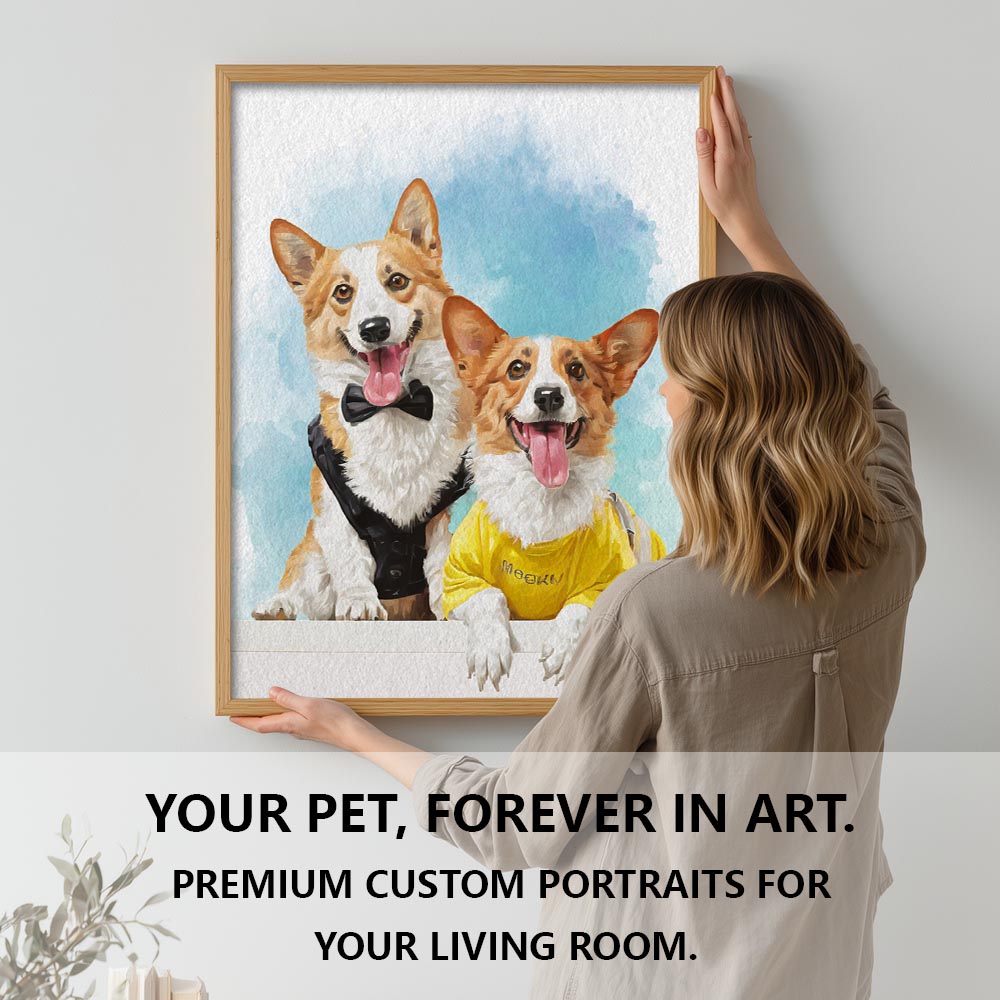 Custom watercolor pet portrait artwork preview by Gleamify