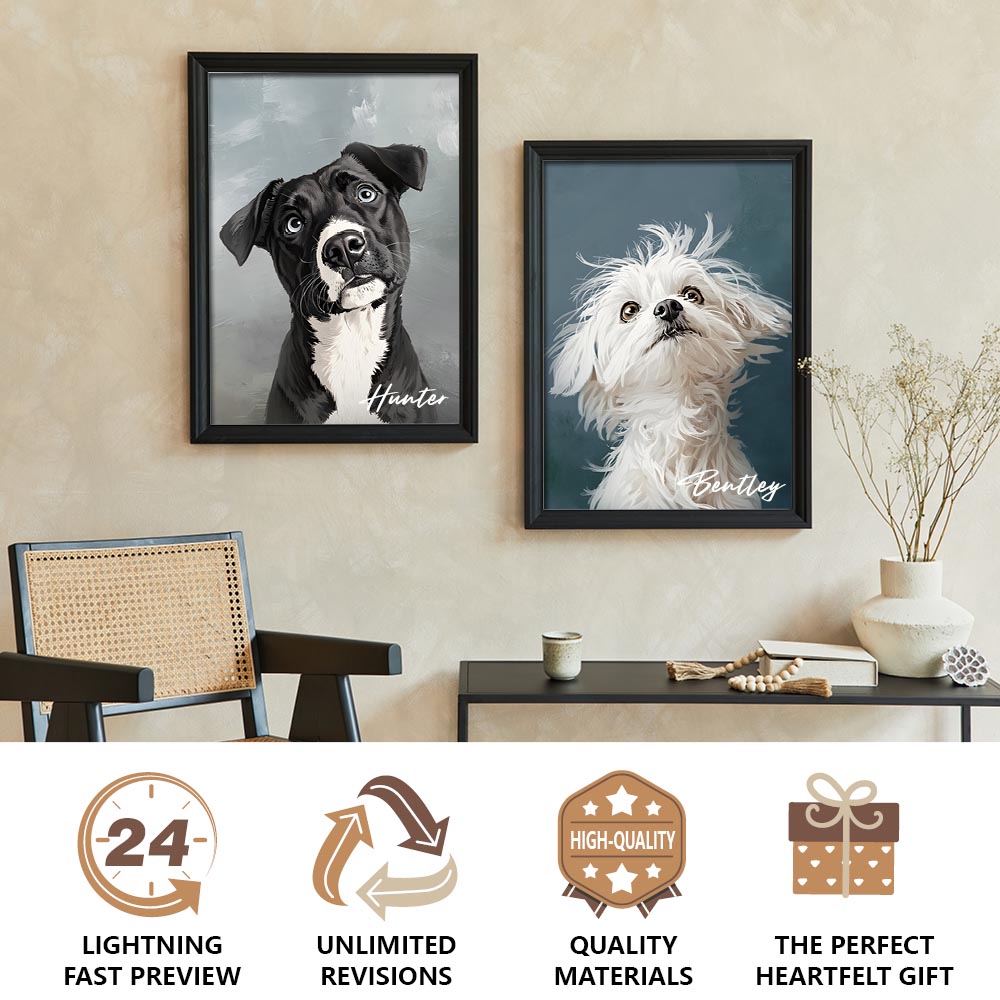 The Pet Portrait - Painterly Oil Edition custom pet portrait artwork