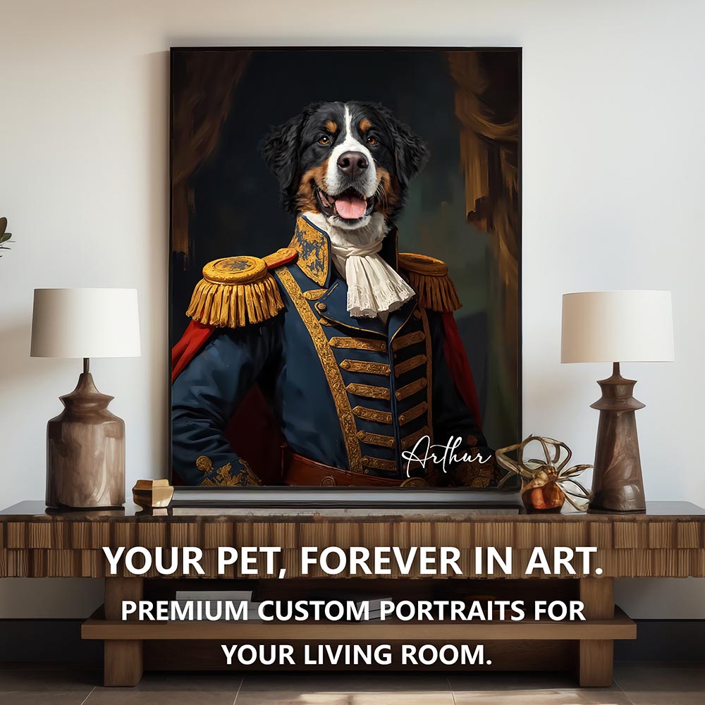 Commander royal pet portrait artwork preview by Gleamify