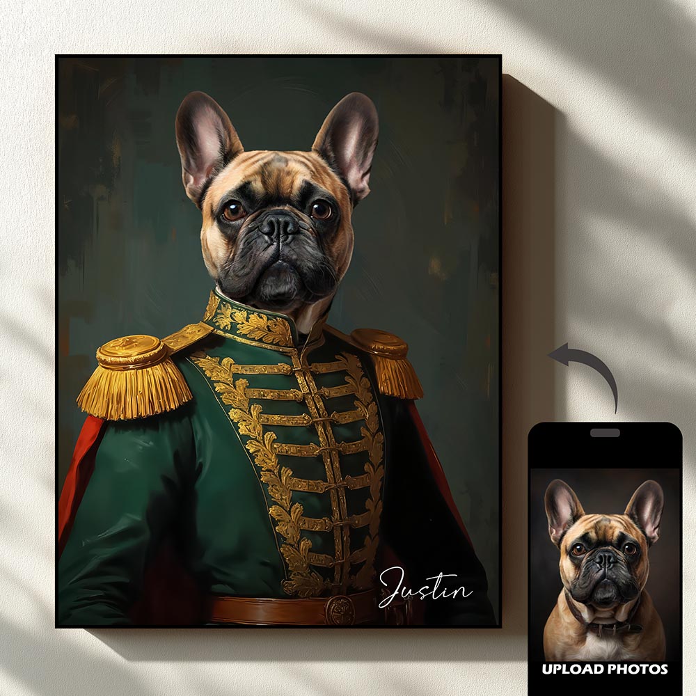 Commander royal pet portrait artwork preview by Gleamify