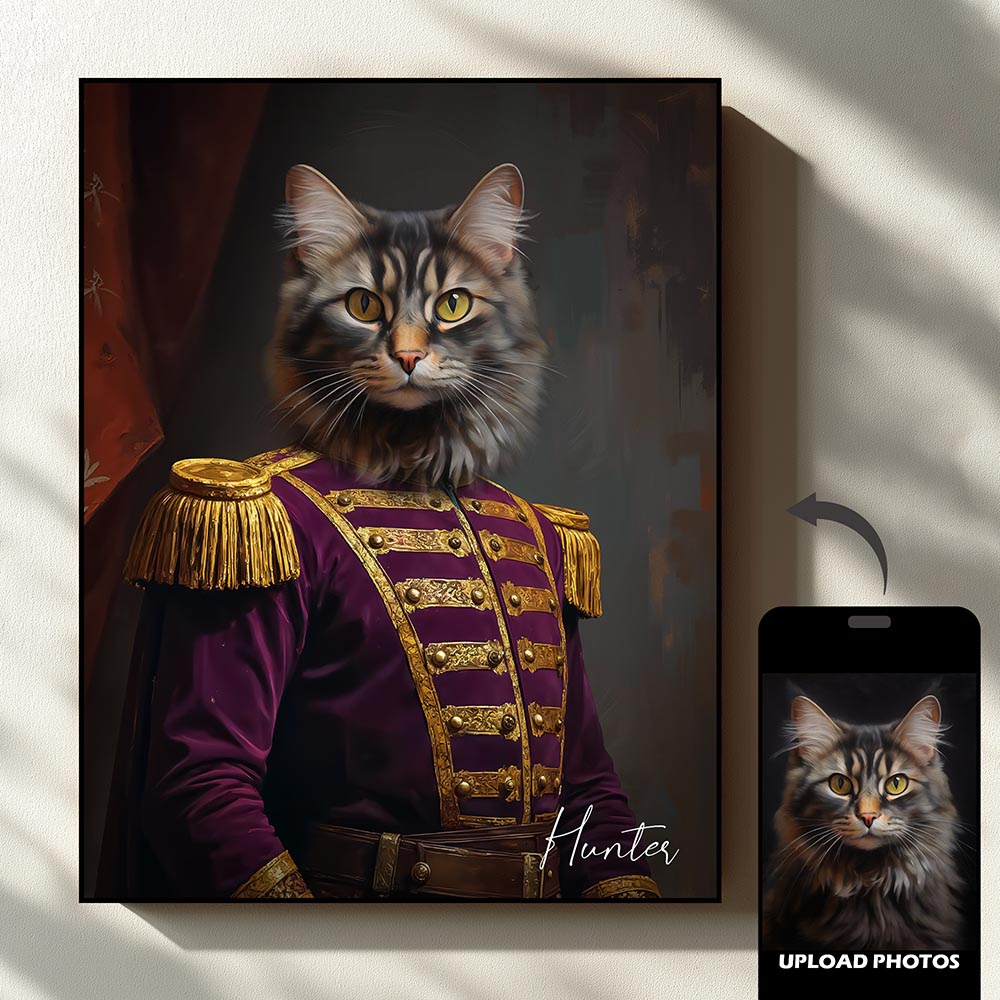 Commander royal pet portrait artwork preview by Gleamify