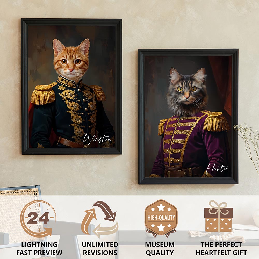 Commander royal pet portrait artwork preview by Gleamify