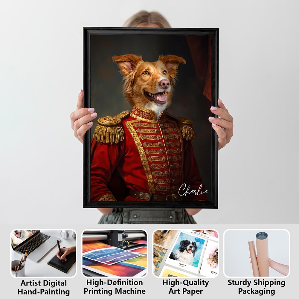 Commander royal pet portrait artwork preview by Gleamify