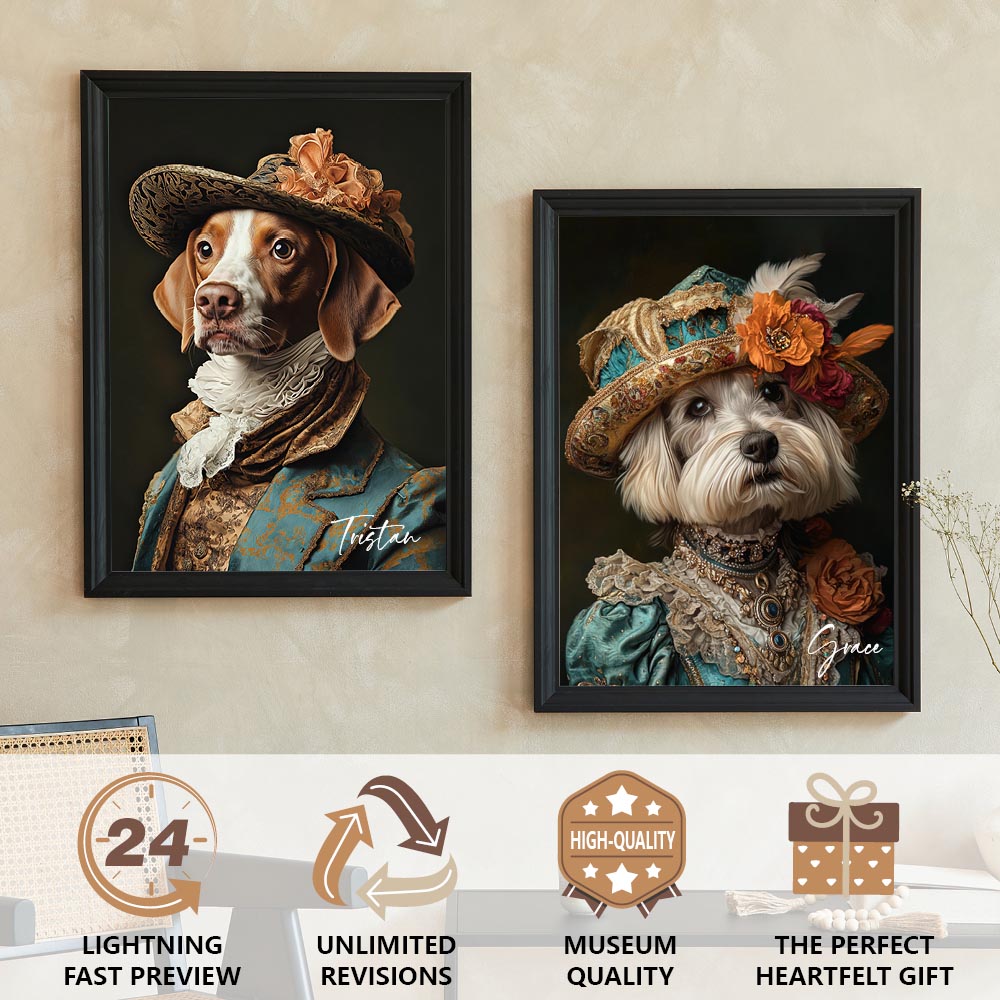 The Duke Pet Portrait - Emerald Sunset Edition