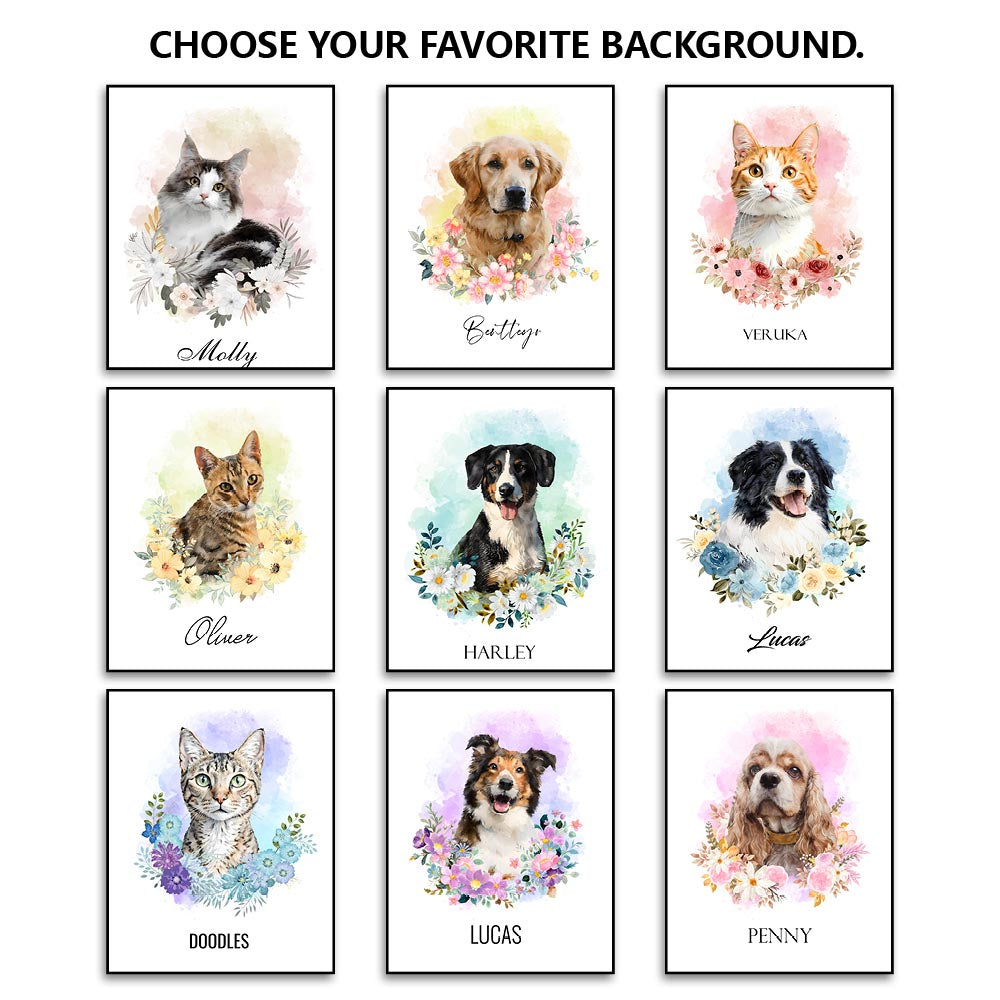 Multi-Pet Portrait - Floral Elegance Edition
