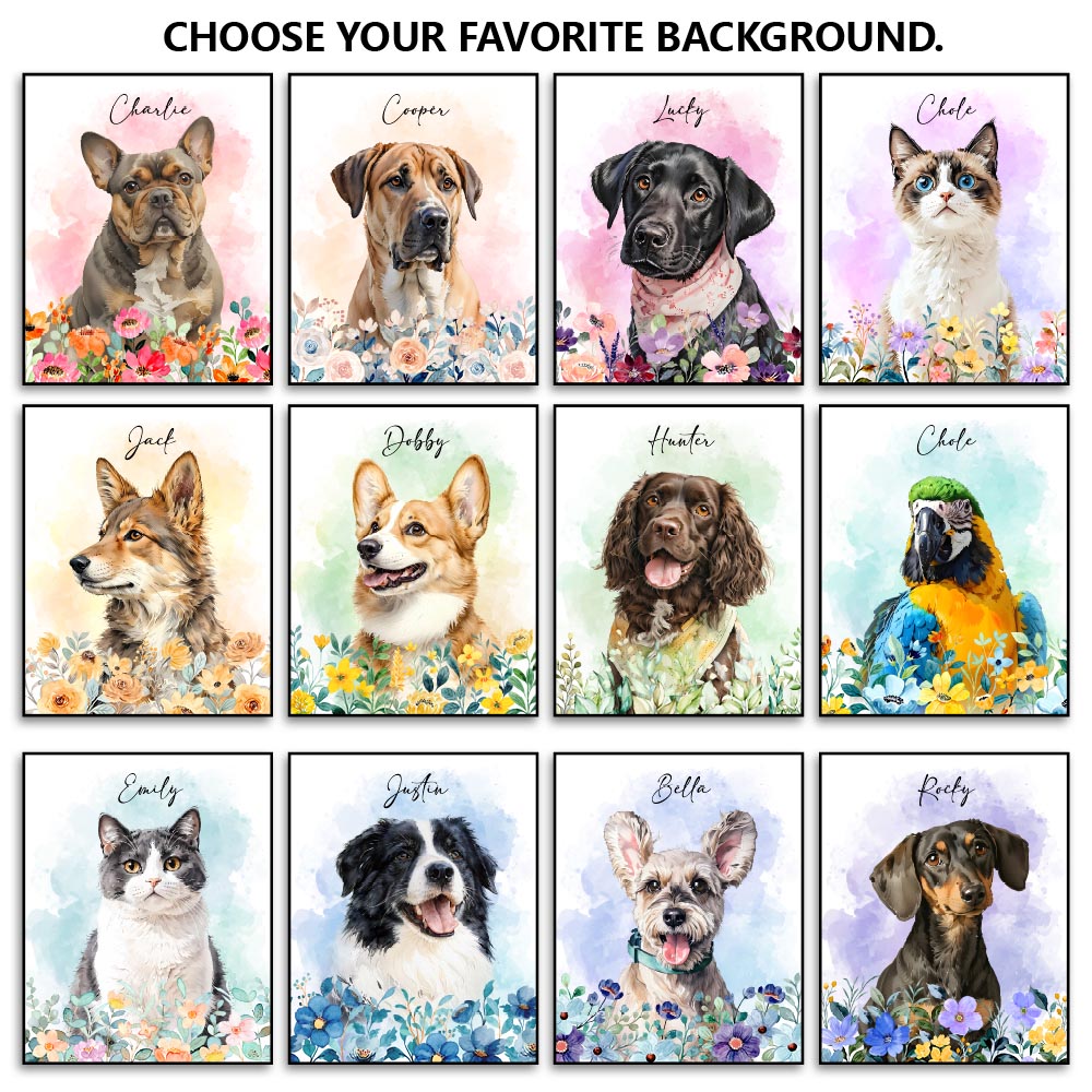 Custom pet portrait artwork preview by Gleamify