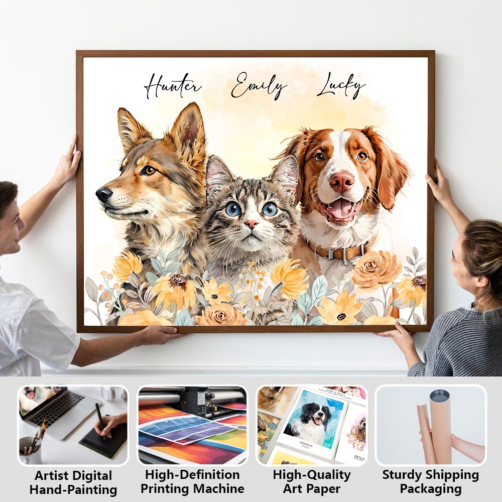 Custom pet portrait artwork preview by Gleamify