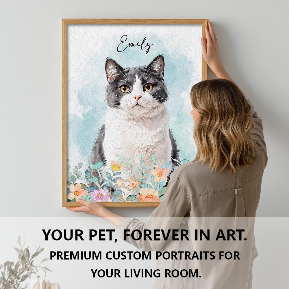 Custom pet portrait artwork preview by Gleamify