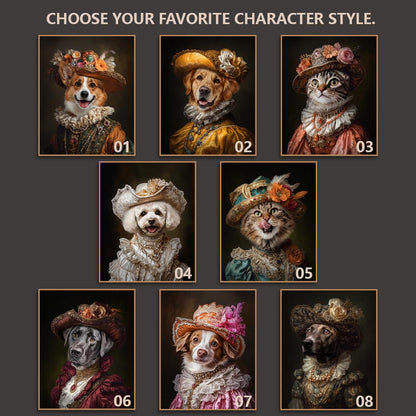 Noble Lady royal pet portrait artwork preview by Gleamify