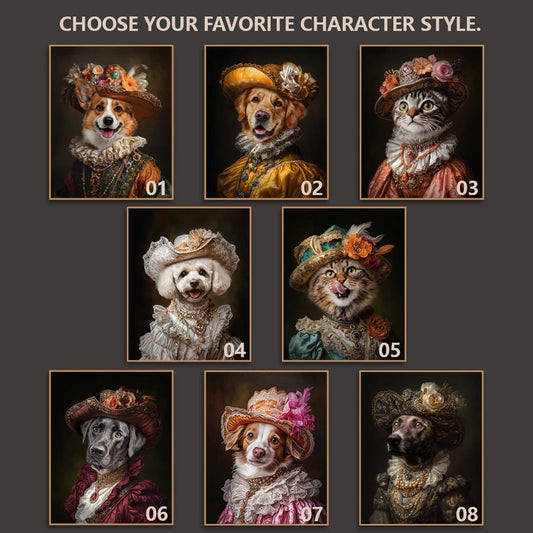 The Noble Lady Pet Portrait - Emerald Grace Edition