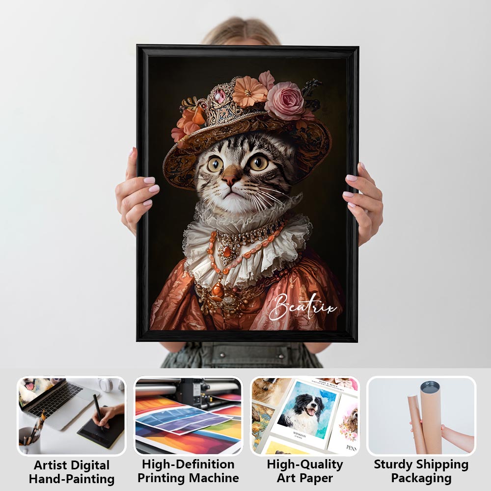 Noble Lady royal pet portrait artwork preview by Gleamify