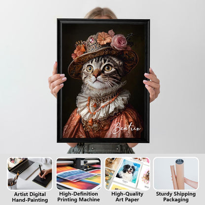 Noble Lady royal pet portrait artwork preview by Gleamify