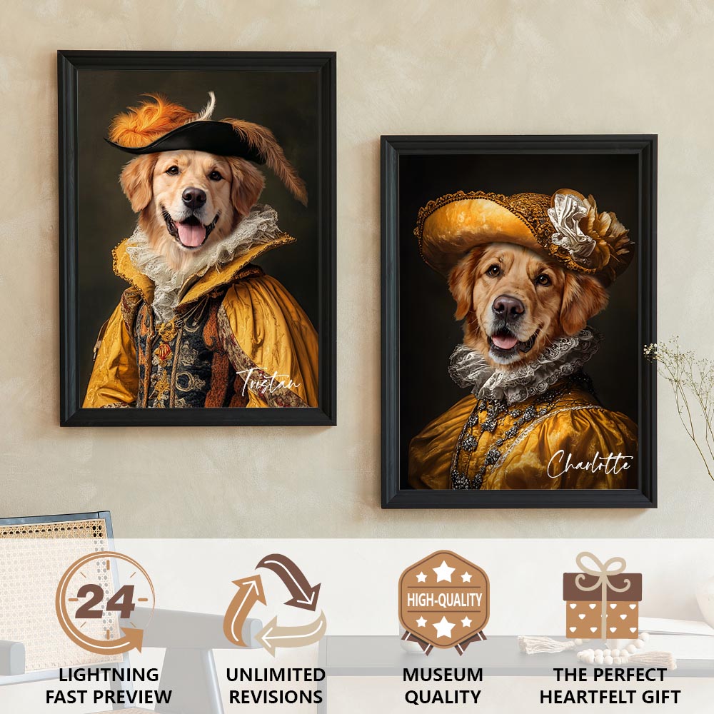 Noble Lady royal pet portrait artwork preview by Gleamify