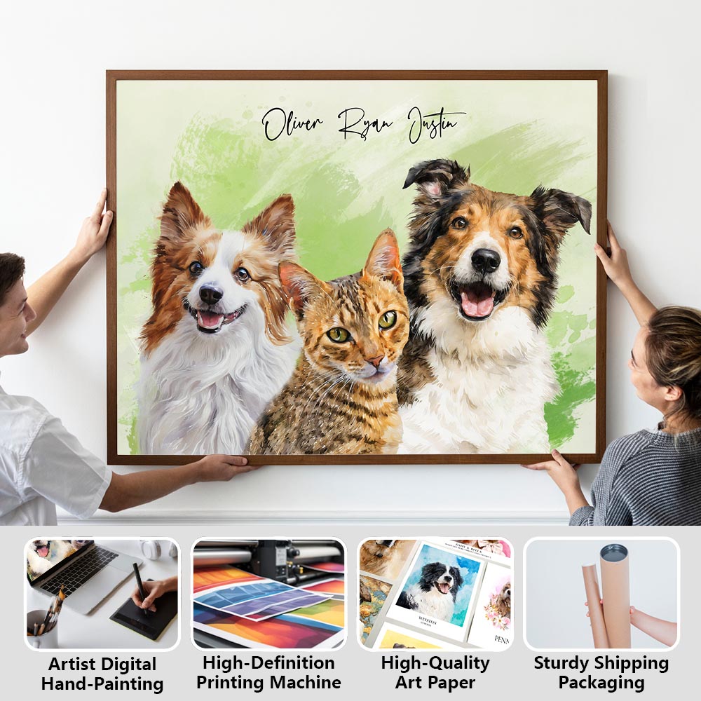 Multi-Pet Portrait - Modern Chic Edition