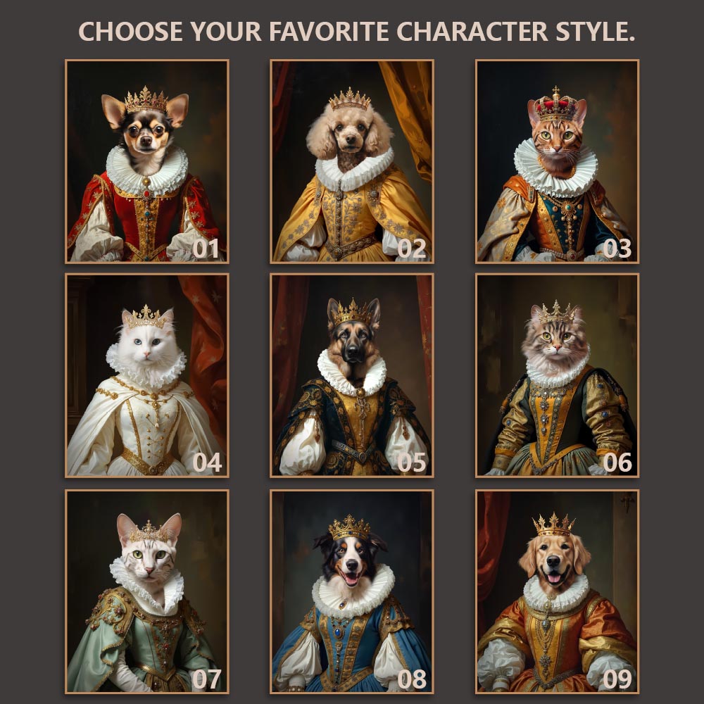 The Queen Pet Portrait - Crimson Elegance Edition