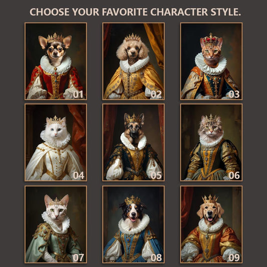 The Queen Pet Portrait - Crimson Elegance Edition