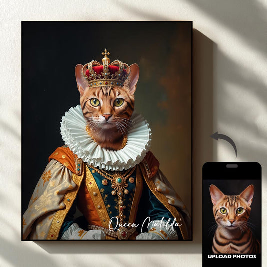 Queen royal pet portrait artwork preview by Gleamify