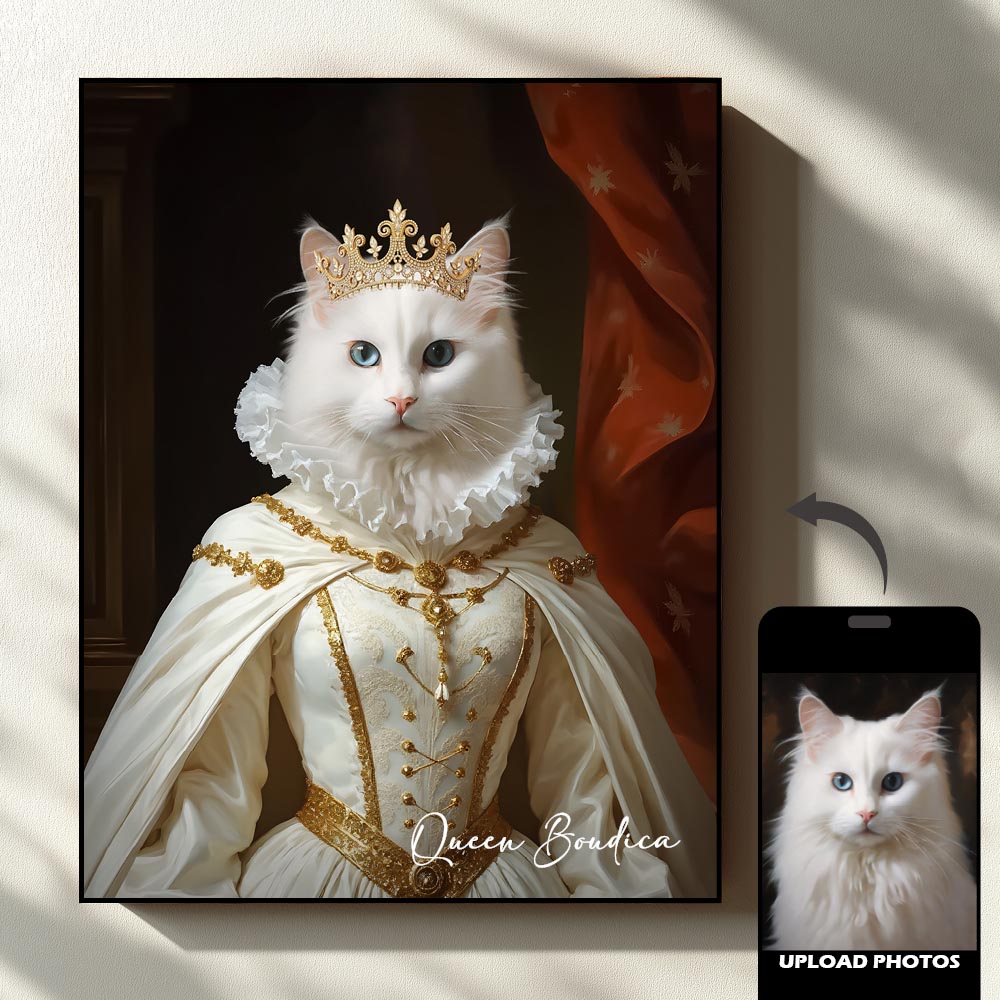 Queen royal pet portrait artwork preview by Gleamify