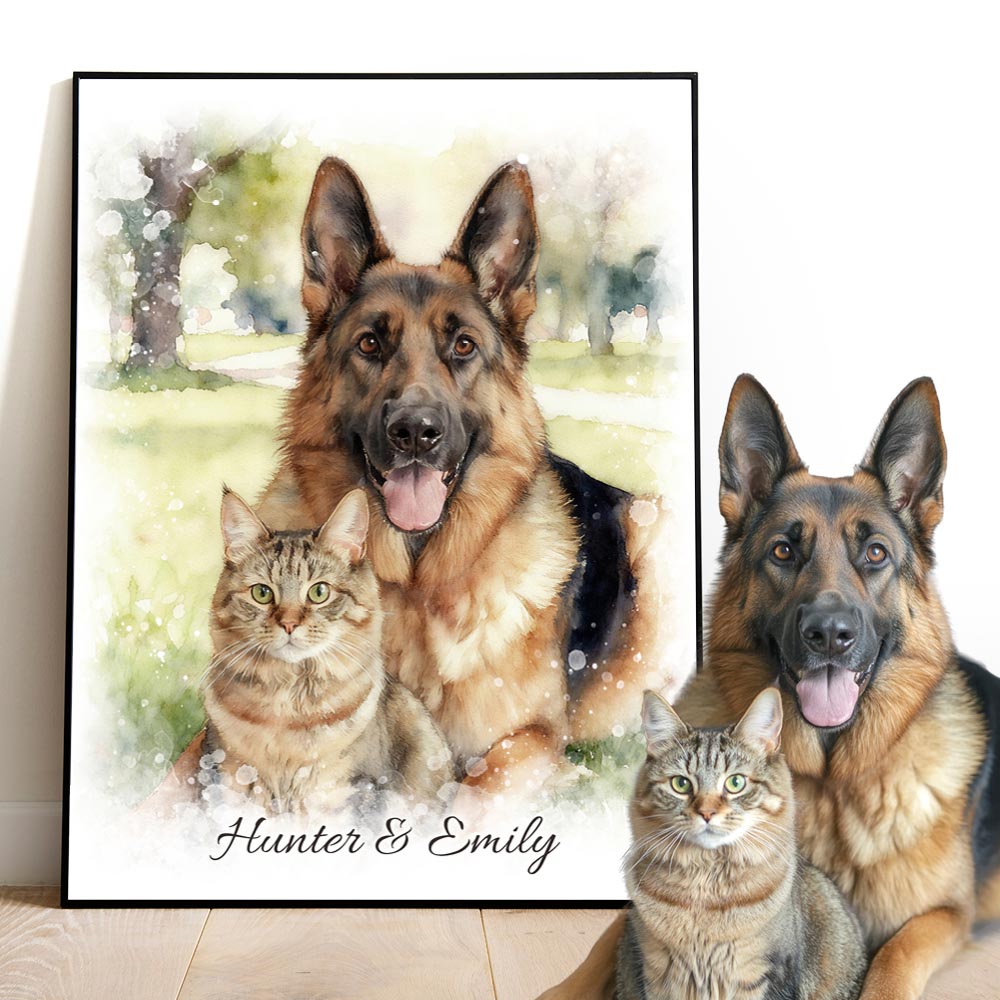The Pet Portrait - Realism Watercolor custom pet portrait