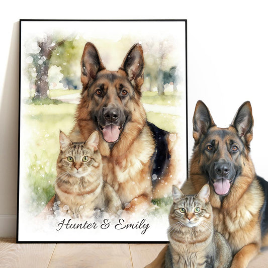The Pet Portrait - Realism Watercolor custom pet portrait