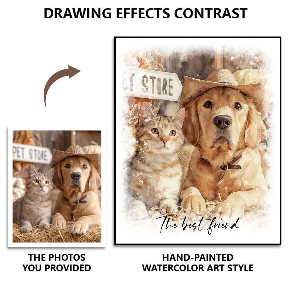 Watercolor pet portrait artwork preview