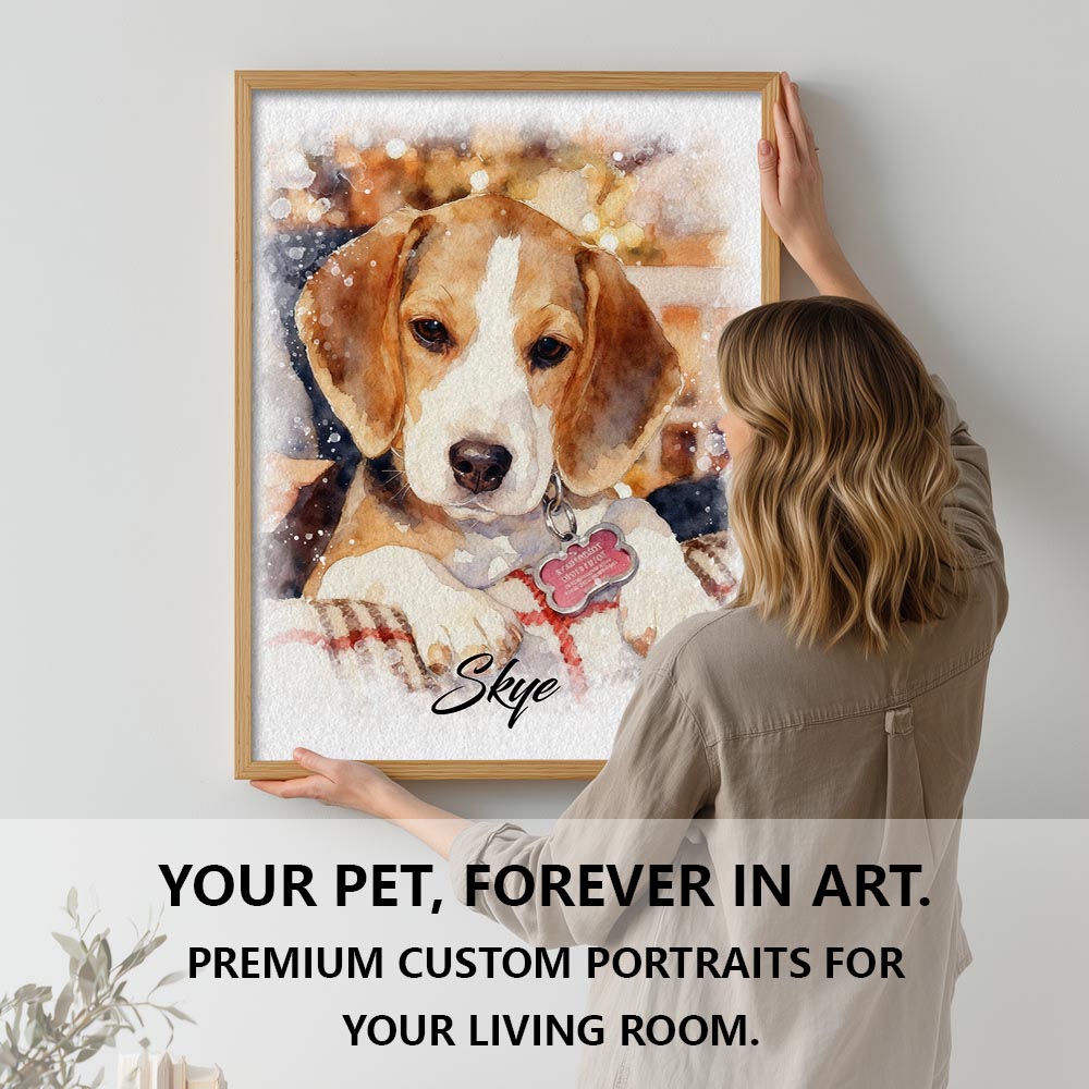 Watercolor pet portrait gift-ready artwork