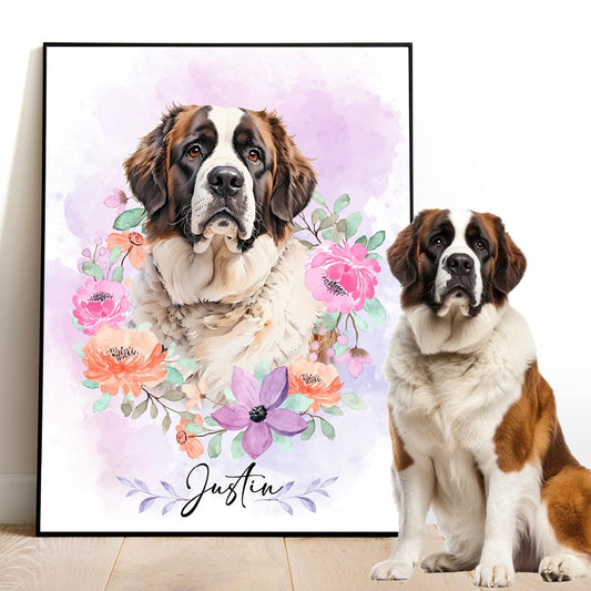 The Pet Portrait - Wreath of Memories Edition custom pet portrait artwork